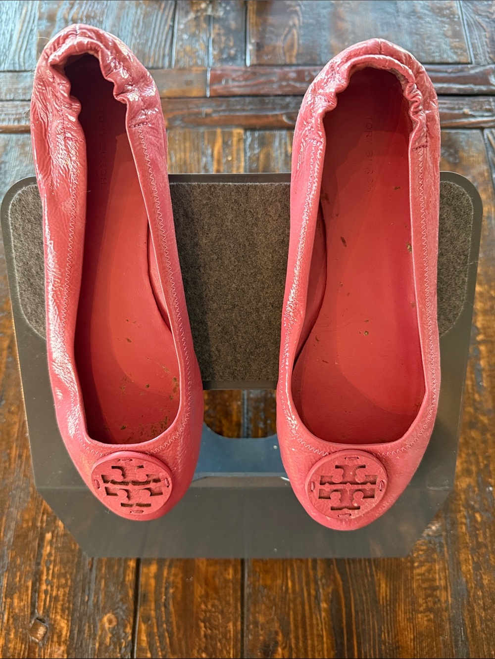 Tory Burch Coral Pink Logo Ballet Flats